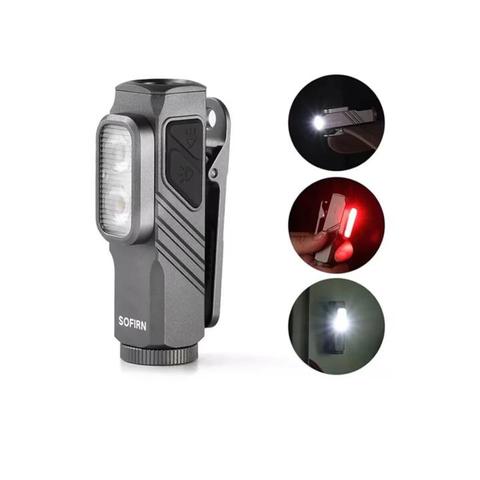 SOFIRN ST10 1000lm Mini Clamp Flashlight 144m 7000K LED Light 14500 USB C Rechargeable White&Red Lamp IPX6 with Magnetic