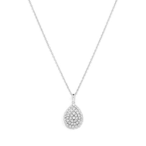 45cm Pear Shaped Pendant Necklace with 0.50tw of Laboratory-Grown Diamonds in Sterling Silver and Platinum