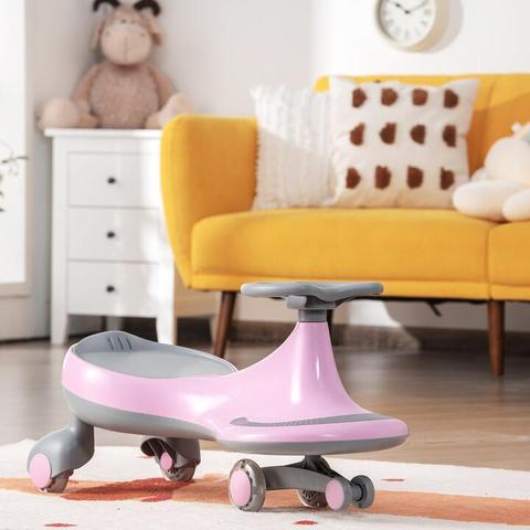 CostwayHigh Bounce Wiggle Car for Kids Swing Car Indoors and Outdoors-Pink