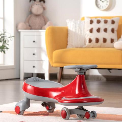 CostwayHigh Bounce Wiggle Car for Kids Swing Car Indoors and Outdoors-Red