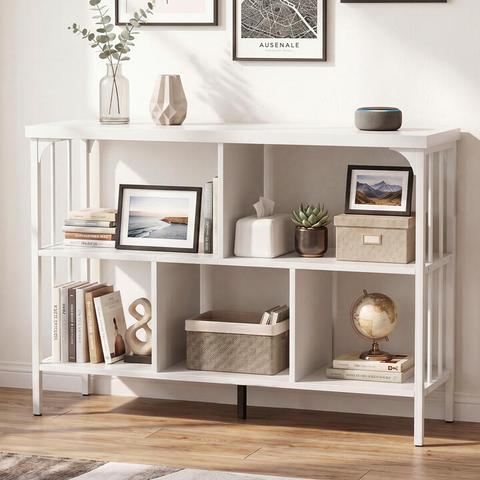 Costway3-Tier Bookshelf with Anti Tipping Kits and Metal Frame for Home Office-White