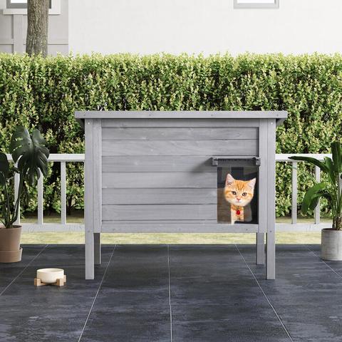 CostwayOutdoor Insulated Cat House for Winter with All-Round Insulated Styfoam-Grey