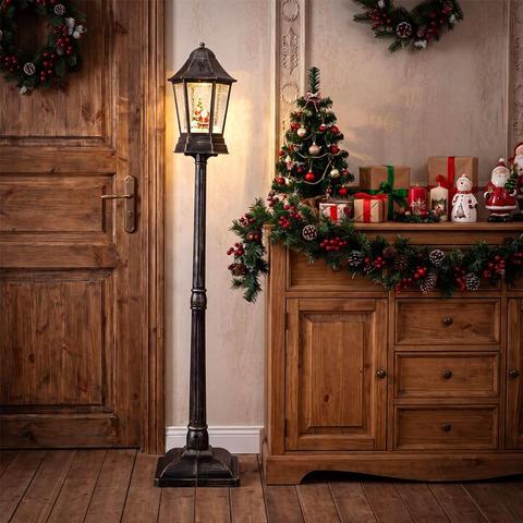 Costway165cm Christmas Decoration with Dynamic Snowfall Effect-Black