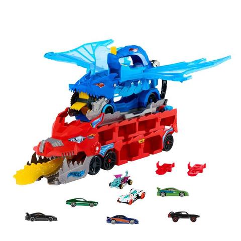 Bundle: Hot Wheels Ultimate Dual Dragon Transporter + 5 Fast & Furious Cars
