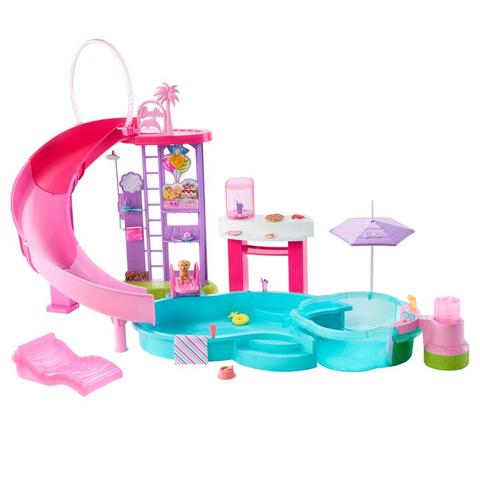 Barbie Dream Pool Playset with Slide & Bubbling Hot Tub