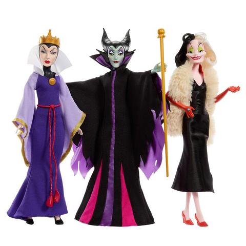 Disney Villains Fashion Doll 3-Pack with Maleficent, Cruella De Vil & Evil Queen from Movies