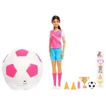 Barbie Team Barbie Roll And Reveal Soccer Player Doll And Accessories With Brunette Fashion Doll, 8 Surprises & Soccer Ball Encasement
