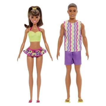 Barbie Style Barbie And Ken Fashion Dolls Set With Beach Inspired Looks And Accessories