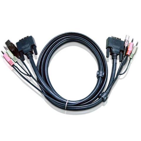 ATEN 2L-7D02U USB DVI-D Single Link KVM Cable with Audio - 1.8m