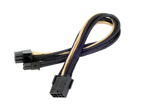 SilverStone PP07 8-Pin (6+2) PCIE Sleeved Power Cable Extension - Black/Gold