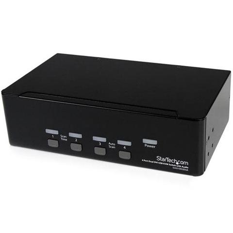 StarTech 4 Port Dual DVI USB KVM Switch with Audio & USB 2.0 Hub