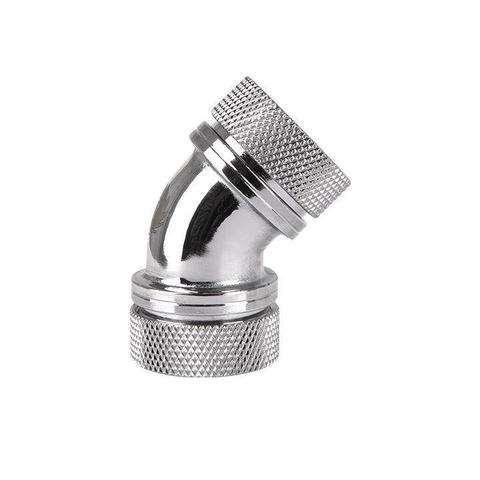 Thermaltake Pacific G1/4 PETG Tube 45-Degree Dual Compression 16mm OD â€“ Chrome
