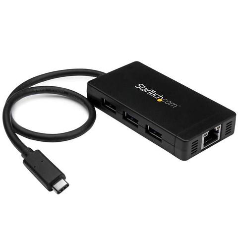StarTech 3 Port USB 3.0 Hub with USB-C and GbE - USB Type-C - USB C Hub