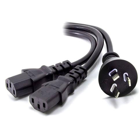 Alogic 1.5m Aus 3 Mains Plug to 2 X IEC C13 Y Splitter Cable (M/2xF)