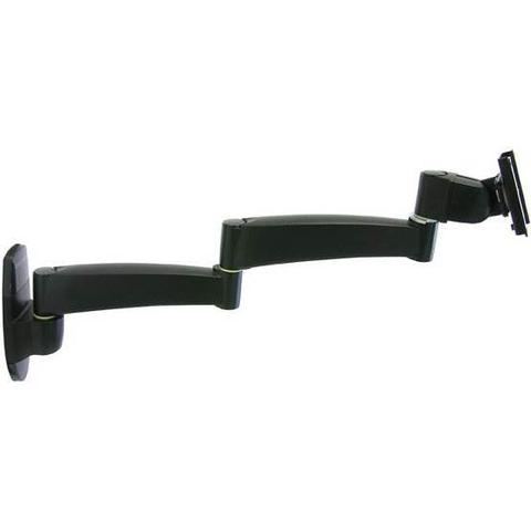 Ergotron 200 Series Wall Mount Arm, 2 Extensions - Up to 27" Display - Black
