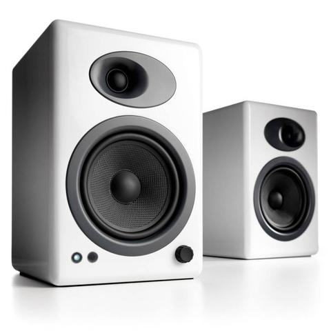 Audioengine A5+ Powered Bookshelf Speakers - Hi-Gloss White