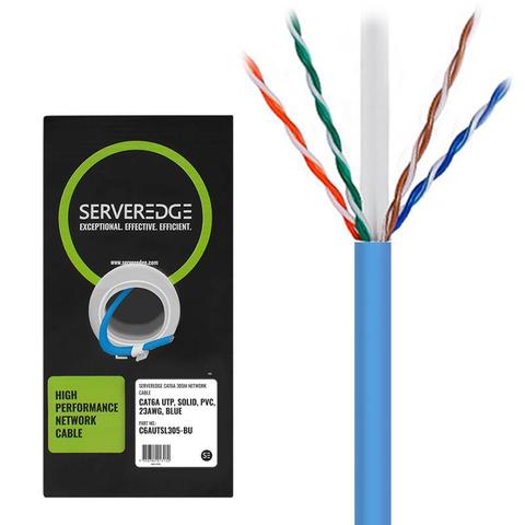 Serveredge 305m 23AWGPVC Solid CAT6A Network Cable UTP / 4 Pair - Blue