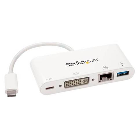 StarTech USB C Multiport Adapter - DVI-D/PD 3.0/GbE/USB-A - Mini Dock