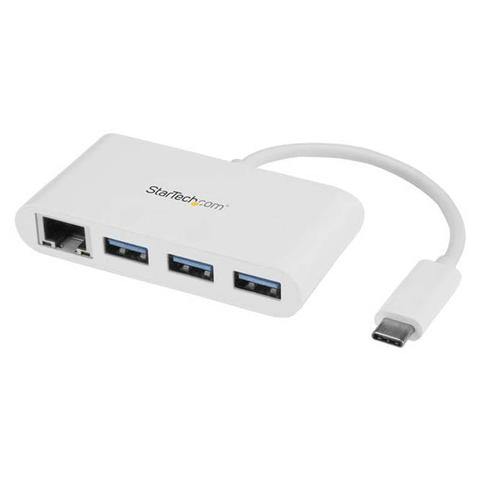 StarTech 3 Port USB C Hub with GbE - USB-C to 3x USB-A - USB 3.0 Hub