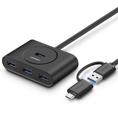 Ugreen 40850 1M 4 Port USB 3.0 Hub With Type-C Adapter - Black