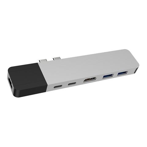 HyperDrive Net 6-in-2 USB-C Hub for USB-C MacBook Pro/Air - Silver