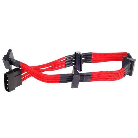 SilverStone PP07-BTSR 30cm 4pin to 4 SATA Cable - Red