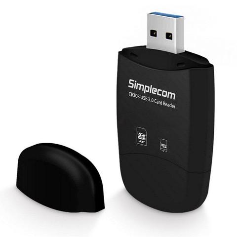 Simplecom CR303 2-Slot SuperSpeed USB 3.0 Card Reader - Black