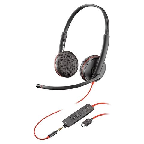 HP Poly Blackwire C3225 UC Stereo USB-C Business Headset (USB Adaptor Included)