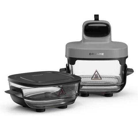 Dreame PT60 5-in-1 Portable Glass Air Fryer with 2.5L & 4.5L Containers - Grey