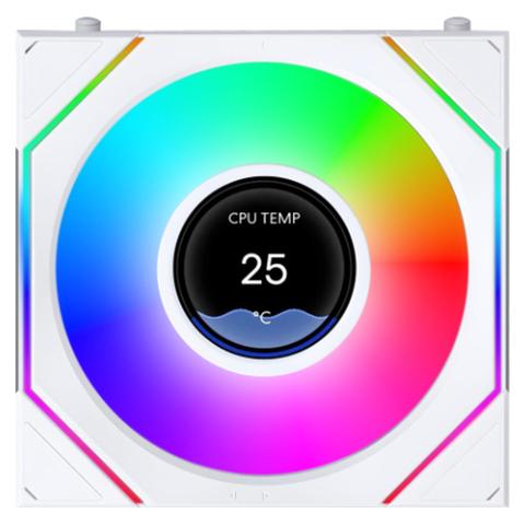 Lian Li UNI FAN SL Infinity LCD Flex Wireless Reverse Blade 120mm ARGB White Fan - 3 Pack
