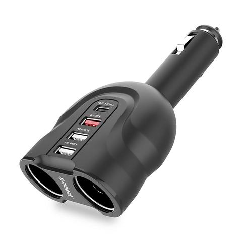 Mbeat Gorilla Power Four Port USB-C & QC 3.0 Car Charger with Cigar Lighter Splitter