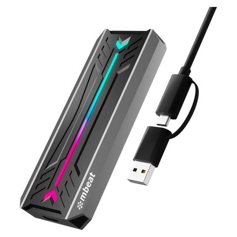 mbeat USB-C/A 10Gbps RGB M.2 NVMe & SATA SSD Enclosure