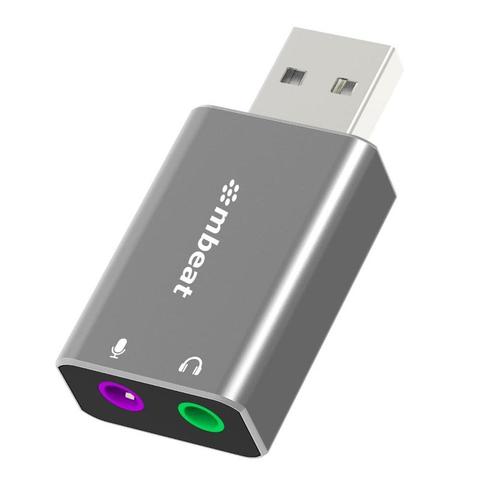 Mbeat Elite USB to 3.5mm Audio and Microphone Adapter (Space Grey)