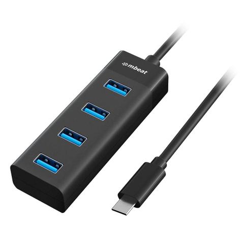mbeat USB-C to 4-Port USB 3.0 Hub - Black