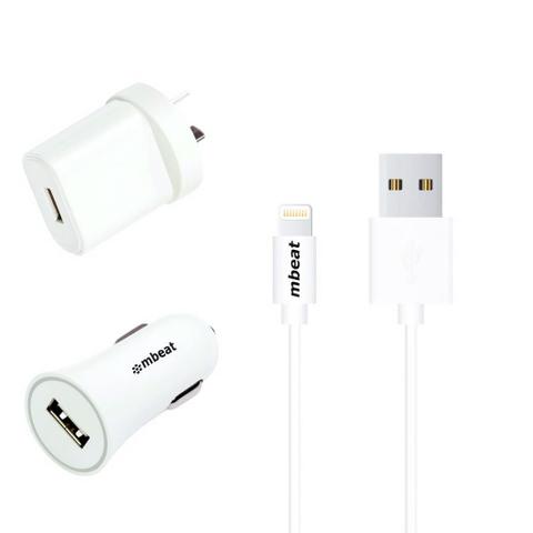 Mbeat 3-in-1 MFI USB Lightning Charging Kit (Lighting to USB Cable, Car & Wall Charger)
