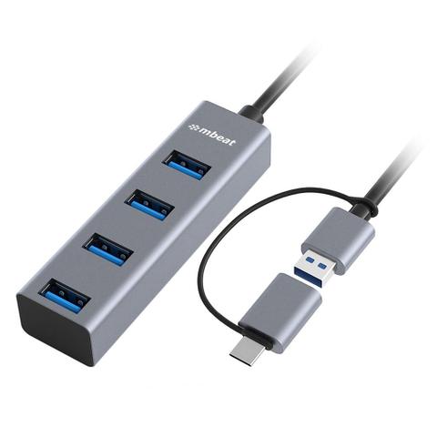 Mbeat 4-Port USB 3.0 Hub with USB-C Converter
