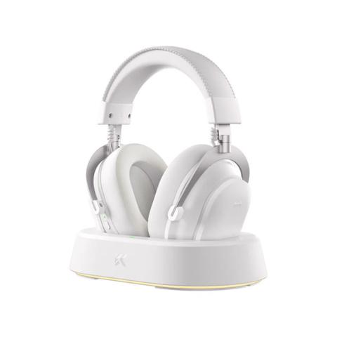 MCHOSE V9 Turbo+ Wireless RGB Gaming Headset with Charging Station (Icy White)
