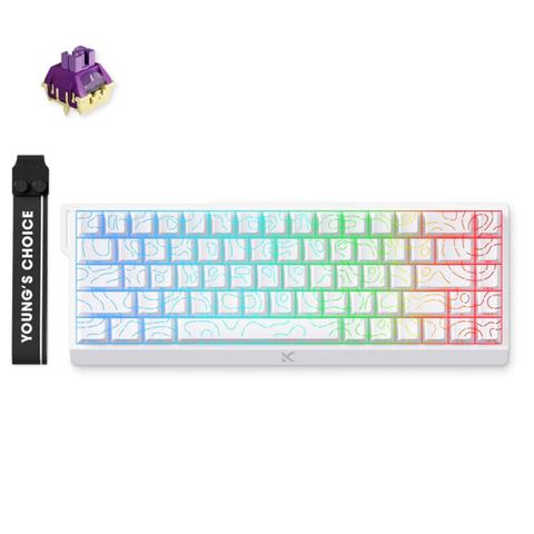MCHOSE ACE 68 HE Magnetic 8K Wired Gaming Keyboard - White Topographic - TTC Dragon Lord Magnetic Switch
