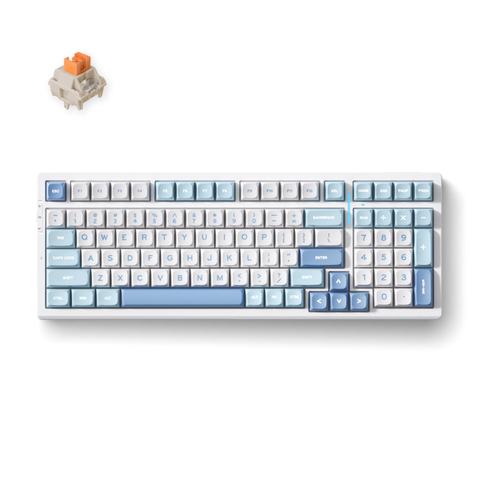 MCHOSE G98 Pro Wireless Tri-Mode Custom Mechanical Gaming Keyboard - Blue - Flame Orange Switches