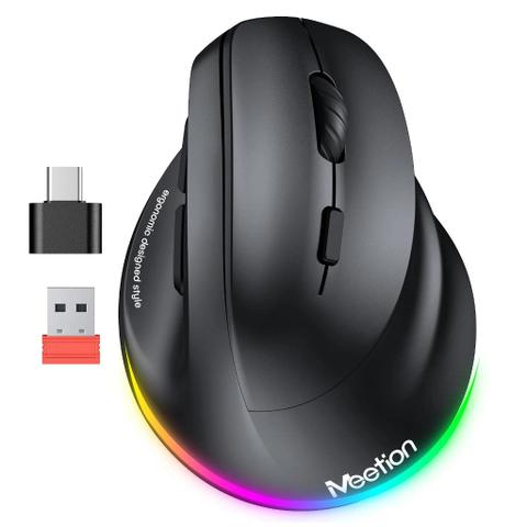 Meetion BTM010R Wireless Rechargeable Ergonomic Mouse - Black