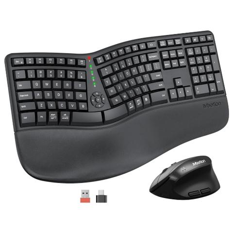 Meetion Ergonomic Wireless Wave Keyboard and Vertical Mouse Combo