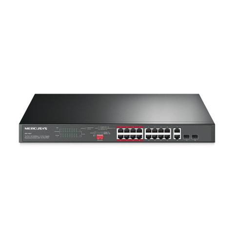 Mercusys MS118CP 16-Port 10/100Mbps + 2-Port Gigabit Rackmount Switch with 16-Port PoE+
