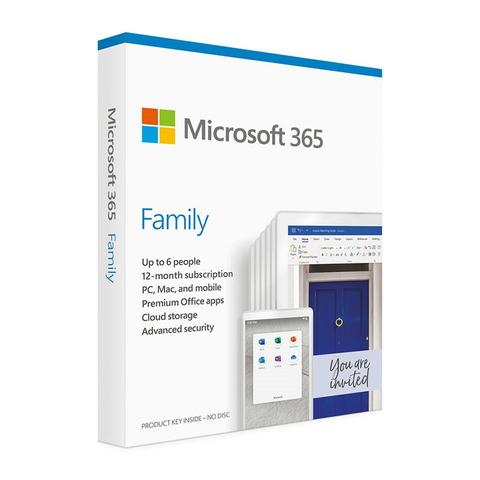 Microsoft 365 2021 Family 1 Year Licence - Medialess Retail