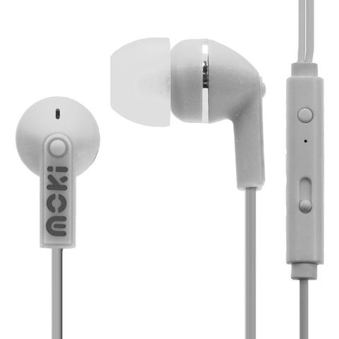Moki Noise Isolation Earbuds with In-Line Mic/Control - White