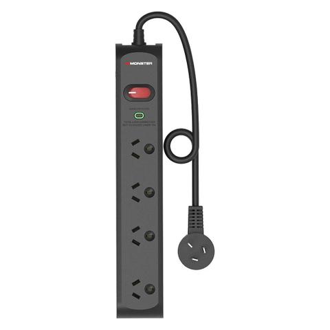 Monster 4-Socket Surge Protector - Black