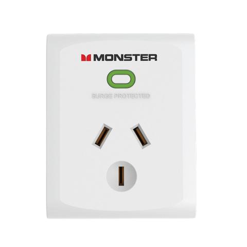 Monster Single Socket Surge Protector - White