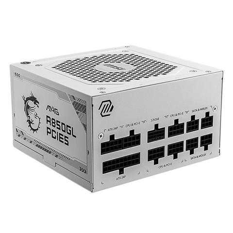 MSI MAG A850GL 850W 80+ Gold ATX 3.0 PCIe 5.0 Fully Modular Power Supply - White