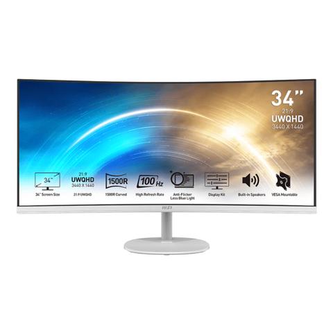 MSI PRO MP341CQW 34" 100Hz UWQHD VA Curved Business Monitor (White)