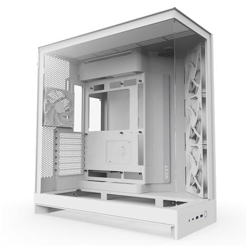 NZXT H9 Flow Tempered Glass Mid-Tower E-ATX Case - White