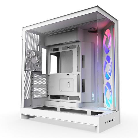 NZXT H9 Flow RGB Tempered Glass Mid-Tower E-ATX Case - White